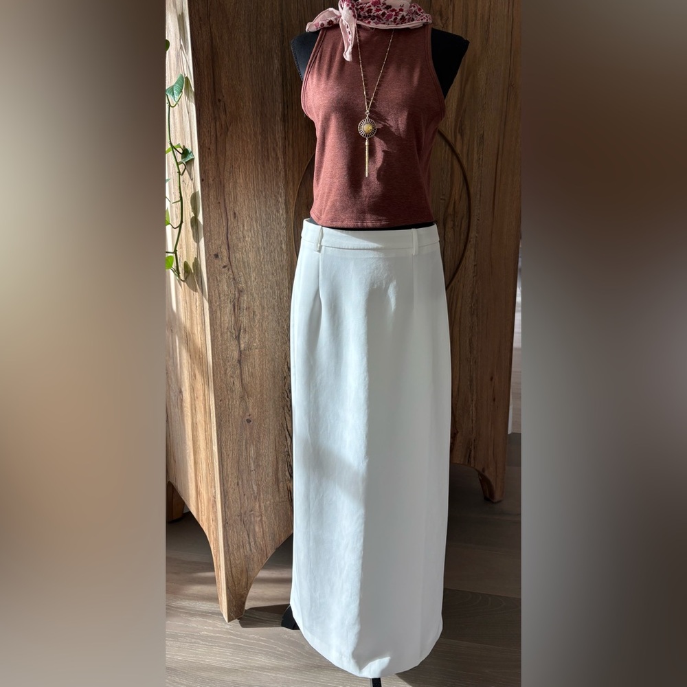 Commense White Maxi Straight Skirt